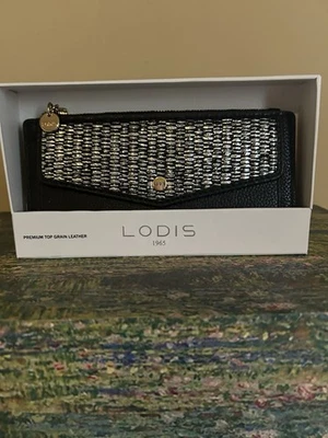 Cartera delgada Lodis Stacey - Cuero negro - Nueva con etiquetas - ¡ENVÍO GRATUITO! Foto 1 de 4