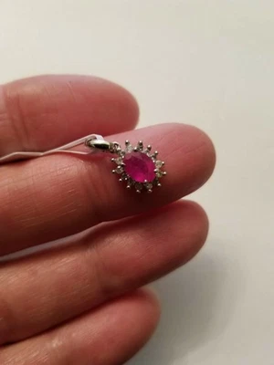 Lovely 1.00 Ct African Ruby & 1/5 Ct Diamond 10Kt Gold Finish Pendant - Image 1 of 3