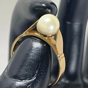VTG 18K GOLD RING SZ 9 GRANDMA TREASURE YELLOW GOLD WITH A PEARL - Picture 1 of 20