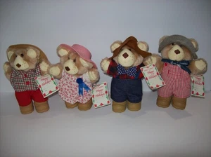 Vintage Wendy's Furskins Bears Plüschtiere von 1986. Komplettsatz 4 Stück - Bild 1 von 15