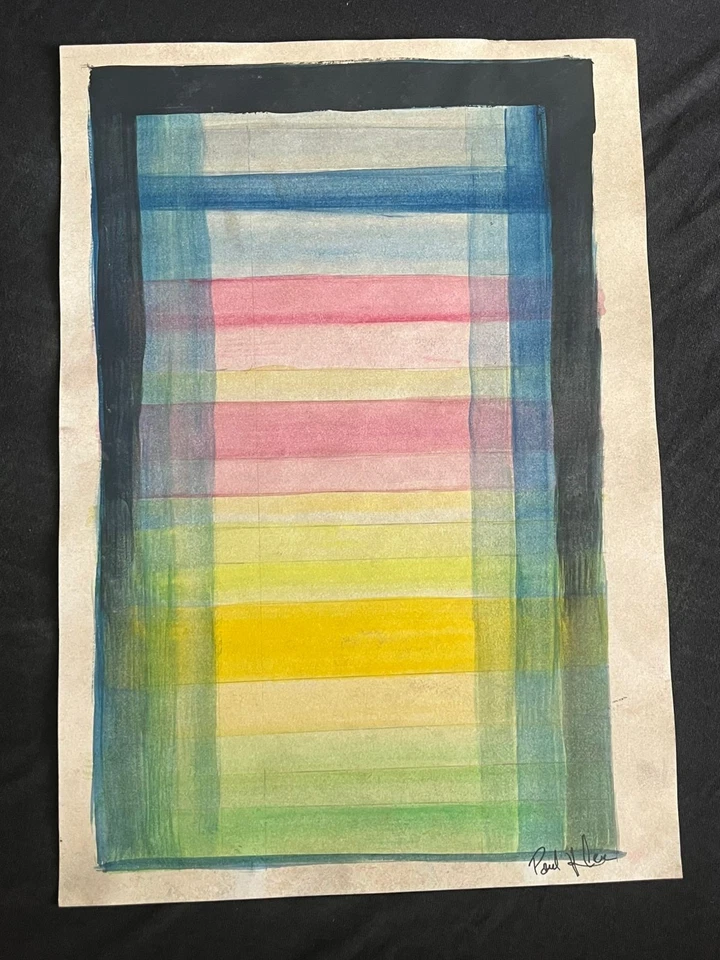 PAUL KLEE dibujo y pintura sobre papel antiguo firmado estampado vintage Foto 1 de 3