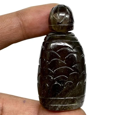 Recipiente de fragancia de cuarzo ahumado natural estilo antiguo de 169 quilates tallado a mano piedras preciosas Foto 1 de 4