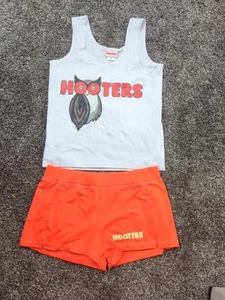 HOOTERS  WAITRESS GIRL UNIFORM TANK TOP + BOOTIE SHORT - Picture 1 of 13