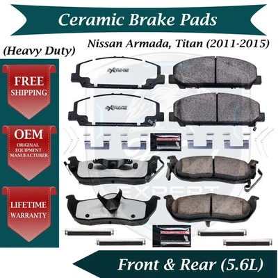 NUEVO OE Kit de pastillas de freno delanteras y traseras de cerámica para Nissan Armada Titan 2011-2015 Foto 1 de 4