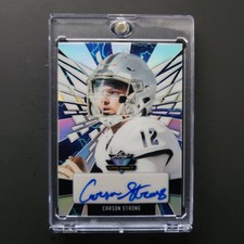 Carson Strong 4/4 RC Auto Lightning Parallel 2022 Leaf Valiant Football Card