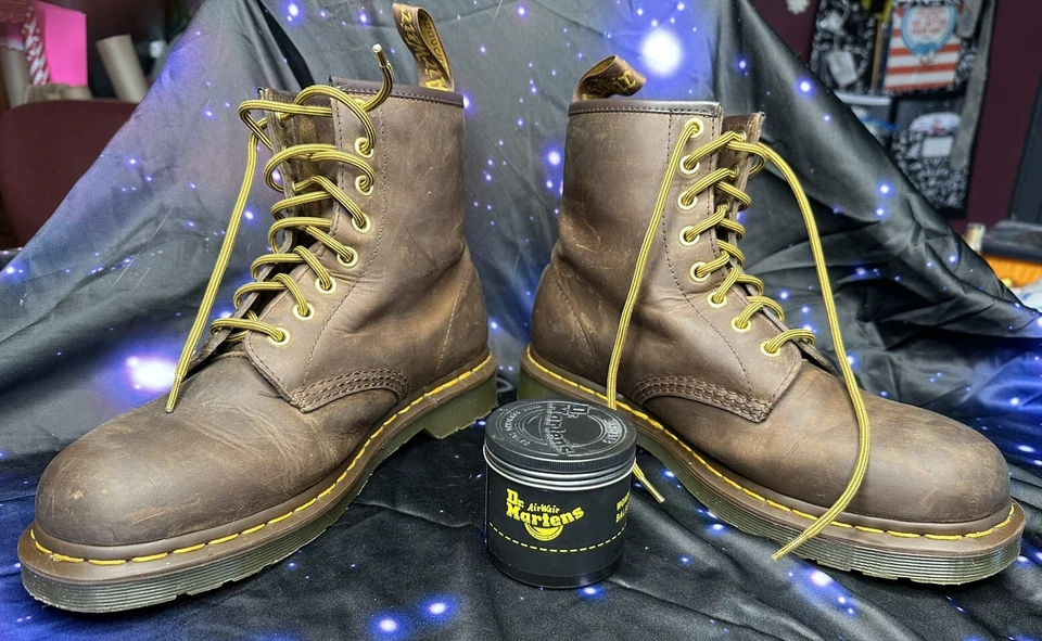 Botas de Cuero Dr. Martens Hombre AZTECA MARRÓN CABALLO LOCO Talla 9M Ligeramente Usadas Foto 1 de 4