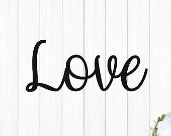 Love Metal Sign Love Sign Love Metal Word Cursive Love Home Sign Rustic - Image 1 of 4