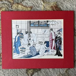 Bathhouse Women by Japanese artist Torii Kiyonaga, Vintage Woodblock Print - Picture 1 of 13