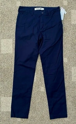 Lacoste Young Mens Flat Front Pant Navy Blue Size 30 W Slim Fit Cotton HH8238 - Image 1 of 4
