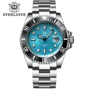 STEELDIVE NH35 Men's Diver Watch 30 Bar Turquoise Dial Stainless Steel Sapphire - Picture 1 of 10
