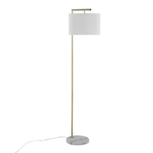 LumiSource Fran Floor Lamp, White Marble/Gold/White Linen Shade - LFL-FRANAUWMBW - Picture 1 of 1
