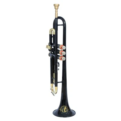 Trompeta SOUND SAGA Bb Pitch con boquilla incluida y estuche de transporte (negro dorado) Foto 1 de 3