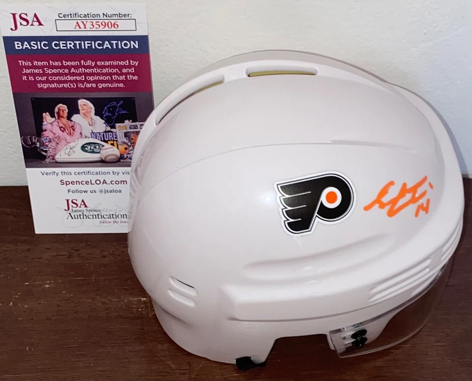 Minicasco de hockey autografiado firmado por Sean Couturier Philadelphia Flyers JSA N Foto 1 de 1