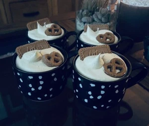 LARGE Handmade Vegan Coconut Wax CAPPUCCINO 450ml Candle with Biscuits - Picture 1 of 7