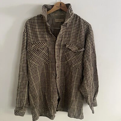 Vintage Franela Marrón Grande Claybrook Exterior Cuadros Grande Años 70 Foto 1 de 3