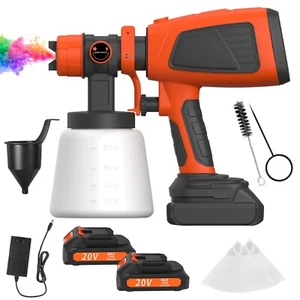 Cordless 20V HVLP Spray Gun High Pressure Paint Sprayer with 2 Batteries - Picture 1 of 11