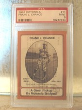Rare 1976 Motorola FRANK CHANCE#5 Baseball Hall Of Fame Chicago Cubs PSA 9 MINT 