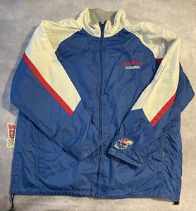 Vintage Red Oak NCAA Kansas Jayhawks Men's Blue Windbreaker Jacket Sz XL - Picture 1 of 3