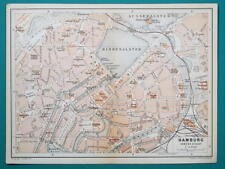 1897 BAEDEKER MAP - Germany HAMBURG City Plan + Railroads