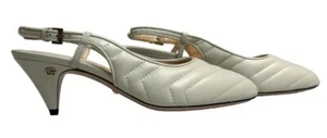 New Authentic Gucci Women's matelassé sling back in white 659471 - Picture 1 of 10