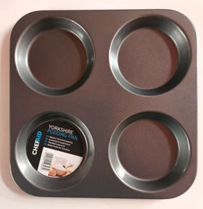 Yorkshire Pudding Tray Shallow Cup Non-Stick 4 Cups - Chef Aid - Picture 1 of 8