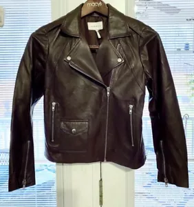 Sandro Leather Jacket Dark Brown - Picture 1 of 6