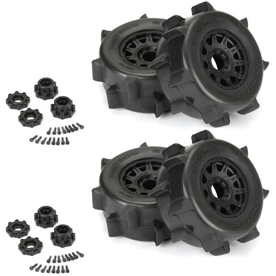 Pro-Line PRO1026810 1/8 Sand Paw HP BELTED F/R 3.8" MT Tires w/17mm Wheels (4) - Image 1 of 4