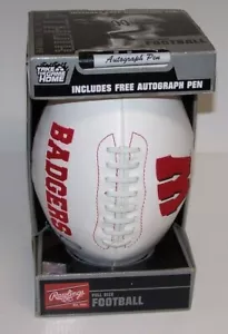 Fútbol americano con logotipo de tejones de la Universidad de Wisconsin con bolígrafo firmado por Bret Bielema Rawlings - Imagen 1 de 6