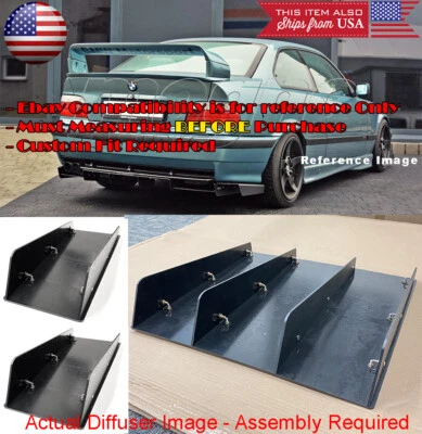 Divisor difusor de parachoques trasero negro 3 piezas aletas de tiburón canards para Mercedes Smart Foto 1 de 4