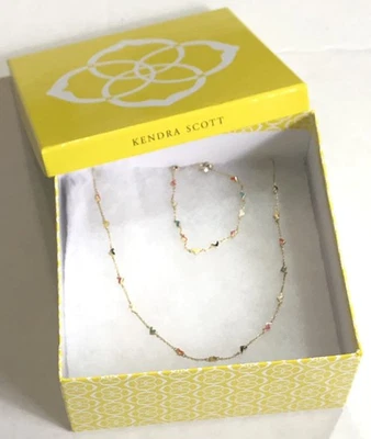 Conjunto de joyas Kendra Scott collar y pulsera refugio corazón cadena mezcla múltiple con caja Foto 1 de 4