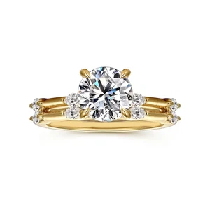 18k Yellow Gold Wedding Ring Lab Grown 1.65 Carat Round Diamond IGI Certified - Picture 1 of 12
