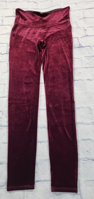 Spanx WOMENS SZ L Burgundy Leggings Stretch Tummy Control High Rise Velvet Goth - Image 1 of 4