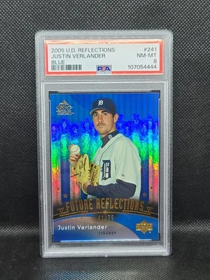 2005 Upper Deck Reflections Blue  #/75 Justin Verlander #241 Rookie RC PSA 8 - Image 1 of 2