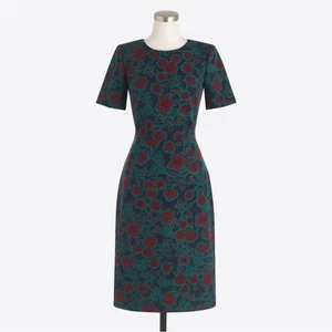 J Crew Short-sleeve Floral Printed Shift Dress 6 Knee Length Casual Office Work - Picture 1 of 8