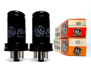 Matched PAIR NOS NIB GE 6J5 Tubes Vacuum Triode Driver Audio Note Shiny 1960s - Imagen 1 de 3