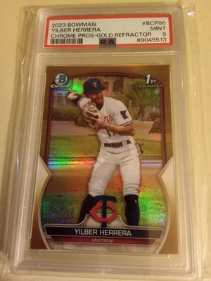2023 Bowman Chrome Yilber Herrera #23/50 GOLD #BCP86 Graded PSA 9 Mint - Image 1 of 2