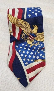 Marnie Originals patriotische Herrenkrawatte amerikanische Flagge Weißkopfseeadler Sterne Streifen  - Bild 1 von 5
