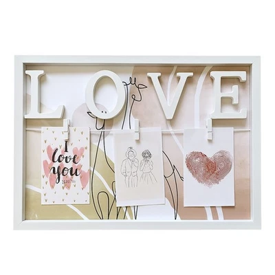 LOVE Marco de Fotos Decoración de Pared con Clavijas 40x30cm Regalo para Hogar Familia Amigos Foto 1 de 4