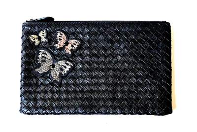 Bottega Veneta Intrecciato Butterfly Clutch Bag Black Nappa Leather Ayers Snake - Image 1 of 4