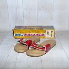 Vintage Scholl Red Leather Look Exercise Sandals With Wooden Sole Size Uk 6
