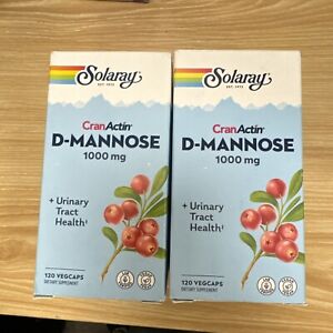 Lot 2 Solaray D-mannose 1000mg Urinary Tract Health 120 Caps Exp 03/2027