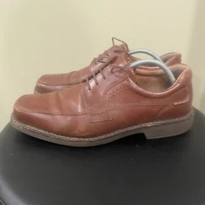 Ecco Helsinki Mens Size EU 44 US 10-10.5 Brown Leather Bike Toe Oxford Shoes - Picture 1 of 10