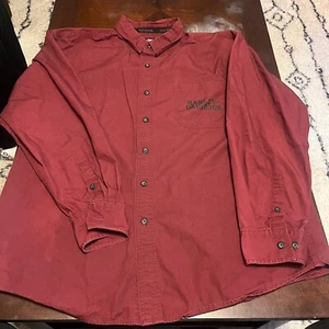 Harley Davidson Burgundy Long Sleeve Button Up Cotton Shirt Men Size Large - Picture 1 of 13