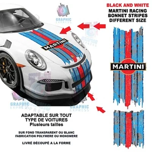 Bonnet Scratched Martini Racing Mix Colors Porsche Pegatinas Tapa Alerón Coche - Foto 1 di 11