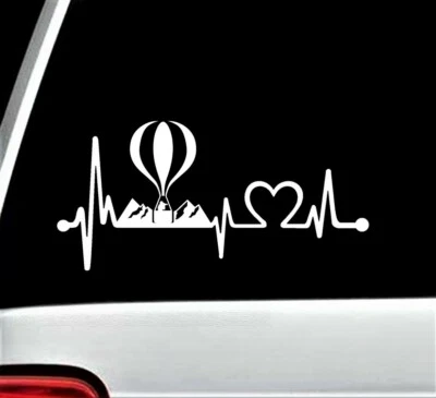 BLUEGRASS DECALS Hot Air Balloon Decal Sticker for Car Window Heartbeat Lifeline 8 Inch BG 310