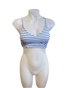 Women's Jessica Simpson Blue Stripe Crop Top Size M - Picture 1 of 4