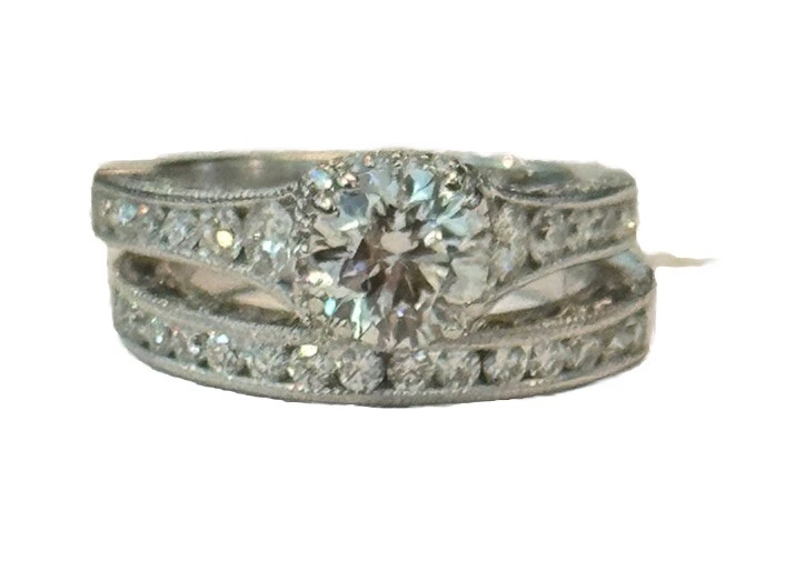 老式 18K 2.11 CT 反向 CRESCENT TACORI 婚礼戒指套装 S 4.5/5 — 第 1/4 张图片