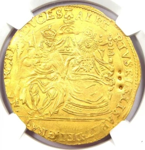 1598 Spanish Netherlands Gold Albert & Isabella 2 Souverain D'or 2S'DOR. NGC AU - Picture 1 of 6