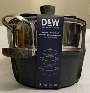 D&W Deane & White Steamer Casserole Set Gray-4.5qt/9.5" BRAND NEW - Picture 1 of 8