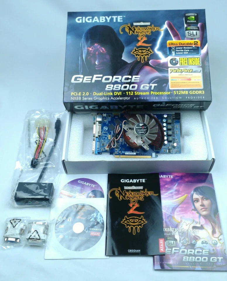 GIGABYTE GeForce 8800 GT nVidia SLI GPU PCIe Graphic Card +Zalman Upgrade +Game - Image 1 of 1